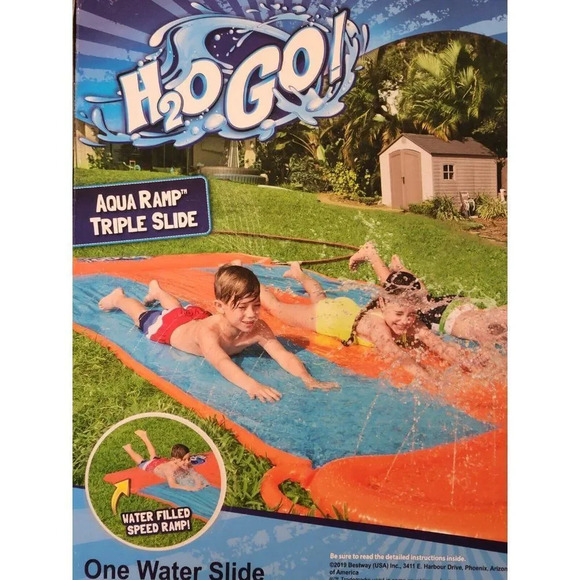H20 Go Aqua Ramp Triple Water Slide Drench Water Pool Slip N Slide 18 FEET LONG - Picture 6 of 7